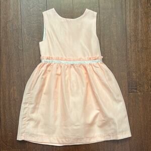 Marie Chantal Apricot and White Sleeveless Dress with Ruffle Detail, Size 6